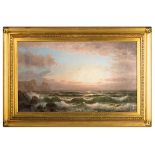 William Trost Richards (American, 1833-1905) Seascape at Sunset.Signed lower left, W. T. Richards.