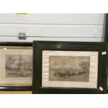 Two 19th Century framed and glazed pencil drawings one of a country cottage and one of a river