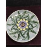 A Moorcroft Passion flower year plate 1992.