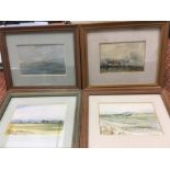 Four small watercolours of country scenes by Heather Simmonds R.M.S. all in contemporary frames.