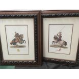 A pair of framed prints of Henry the eighth and Henry the sixth both on horseback.