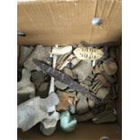 A box of mixed metal detector and other finds.