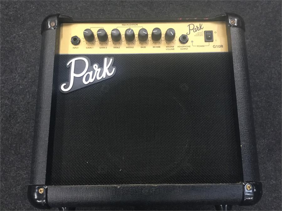 Guitar amplifier. Made by Park and designed by Marshall Amplification. 14 x 13 x 8".