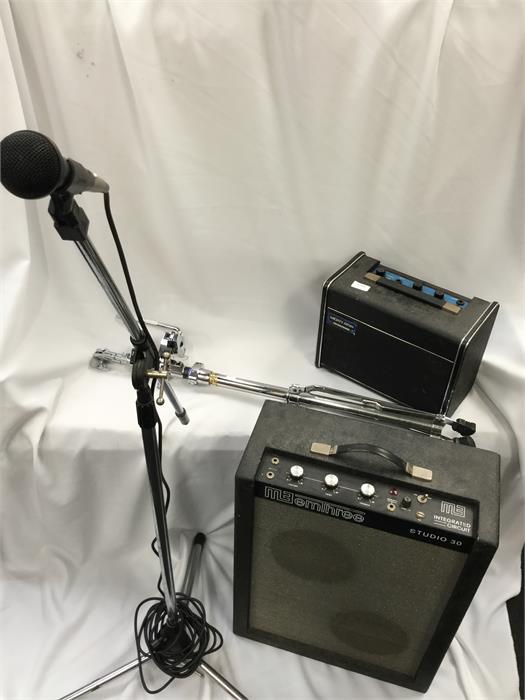 Guitar Amplifiers / Microphone and stands. Here we have 2 x Amps - Studio 30 MB and Coloursound