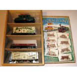 ETS 0 Gauge Wooden Set Box containing a Green 0-4-0 O/H Electric # E225001, 'Plzen' and 'Brauerei'