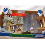 3 x Boxes of Scenic Items containing a large number plastic and Card Kit built Stations, Signal