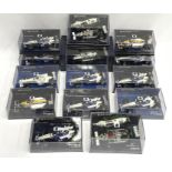 14 x Minichamps Williams F1 Team racing cars: #400 010006; #400 020006; #400 860005; #400 020099; #