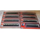 8 x LIMA Coaches- 6 x Mk1 a Mk 2 Blue and White and a BR(S) Green Mk1- all Near Mint in Good Boxes.