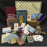 Quantity of early 20th century games and playing cards, includes boxed Roulette game, Halma in