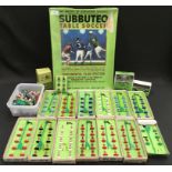 Twelve Subbuteo Teams: #5 (two unattached from bases); #41; #42; Leeds; #76; #9; #11; #1 (paint to