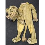 Early 20th century lion fancy dress costume, comprising large composition head with wire frame,
