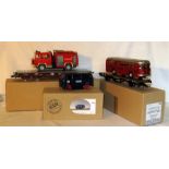 ETS O Gauge 201 Motorised VW Rail Van, 425 Flat with Fiat DR Bus Load and 482 Four Axle Flat with