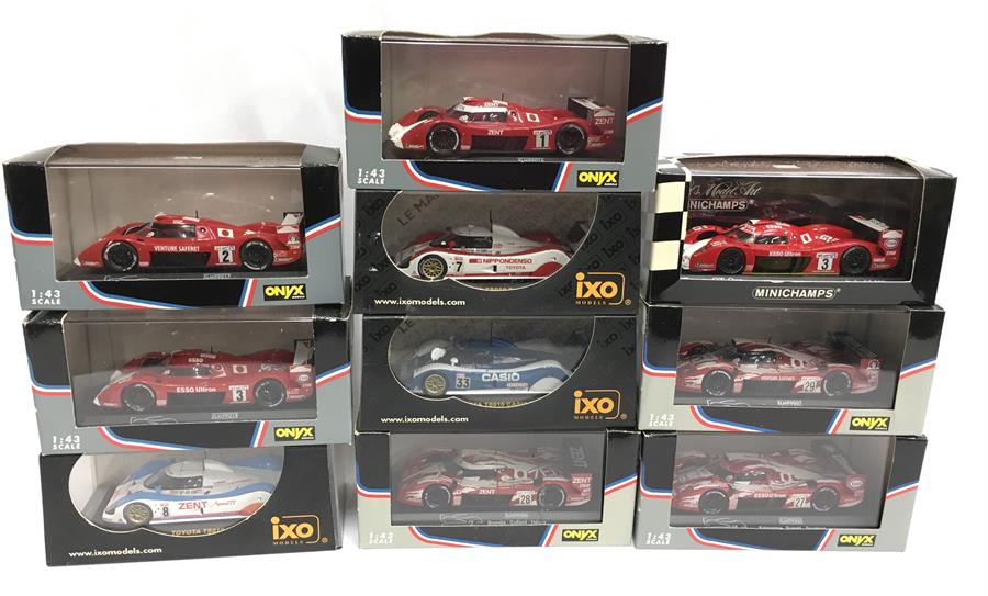 Ten 1/43 scale Le Mans racing car models by Onyx, IXO and Minichamps, includes 6 x Minichamps Le