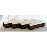 LEEDS Model Company - 4 x LNER Gresley Teak True Scale Coaches with self - coloured moulded Bakelite