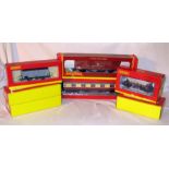 HORNBY 5 x Freight Wagons and a Coach - R740 Anglo Continental Closed Van, R61213A MGR Coal Hoppers,