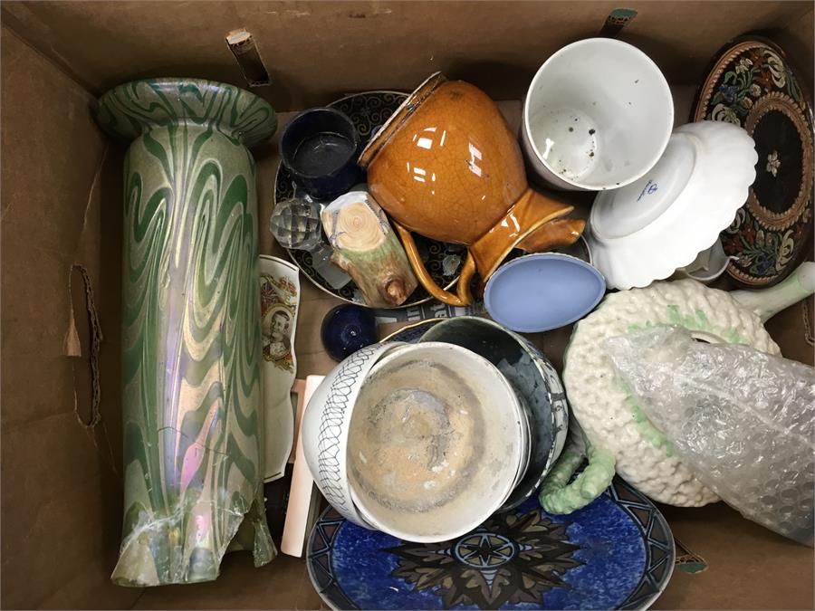 A box of china and glassware.