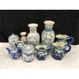 Mixed china to include vases, jugs etc.