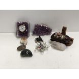 An assortment of crystals and gemstones.