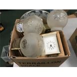 Assorted collection of glassware, clocks and picture frame.