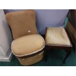 A bedroom chair and a piano stool.