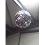 A vintage silvered and blue 50's mirrored ball size 130cm.(not including motor).