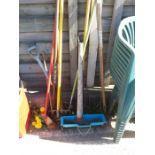 A collection of various garden tools.