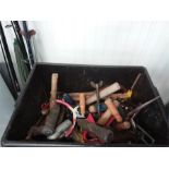 A box of various hand tools.