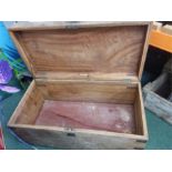 A camphor wood chest (L 89cm x W45.5cm x D28cm) with pinned Harrods label. Condition Report Top