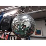 A silvered mirror ball, size 130cm.