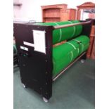 A short mat bowls electrowind mat dispenser, loaded with a verde mat 4209 and a verde mat 4292 all