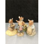 Four Brambly Hedge figures including Dusty Dogwood, Mr Saltapple, Dusty Dogwood and Lord Woodmouse.