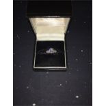 An 18ct white gold and platinum set Diamond solitaire ring with Diamond set shoulders. Central