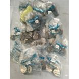 A large bag of silver coins to include 1959 ten pence pieces,1957 ten pences and other 1950's five