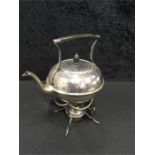 A silver plated spirit kettle.