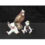 Crown Derby paperweights: Pink Cockatoo (boxed with certificate) together with a Christmas Teddy (