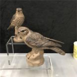 Two Poole Pottery birds a Merlin (damage to underside wing) and a Song Thrush.