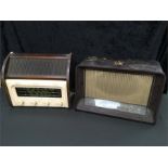 Two vintage radios: An HMV and a Westminster.
