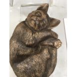 A Poole Pottery sleeping cat 9".