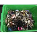 A large box of costume jewellery.