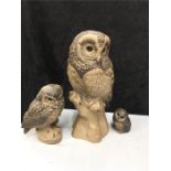 A large Barbara Linley Adams Owl together with two other Owls.