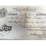 A Peppiatt 1935 Bank of England five pound note.