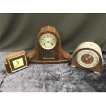 Three vintage Art Deco style mantle clocks.