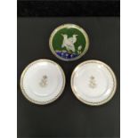 A pair of Napoleon central medallion and ivy leaf border plates, together with a tin glazed plate