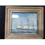 A Watercolour of a Galleon at sea, framed and glazed, 10" x 12" unsigned.