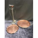 Two Art Nouveau copper trays larger one of the two impressed mark on back JS & S made in England