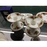 Five pieces of Royal Albert old country roses china.