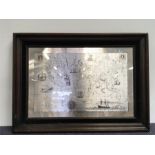 A framed and glazed Royal Geographical Society Silver Map designed by Robin Jacques in 1977 (