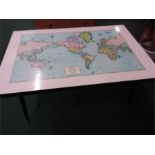 A 70's style map coffee table.