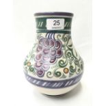 Carter Stabler Adams Poole Pottery Vase in the NY pattern (grape) shape 203 by Truda Rivers 8" (