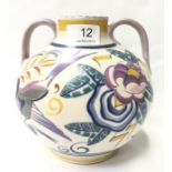 Carter Stabler Adams Poole Pottery JS pattern twin handled vase by Anne Hatchard 6.5" (17cms)